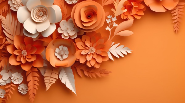 A picture of apricot crush color with paper flowers.