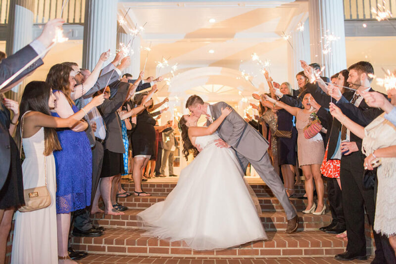 bride and groom send off with sparklers