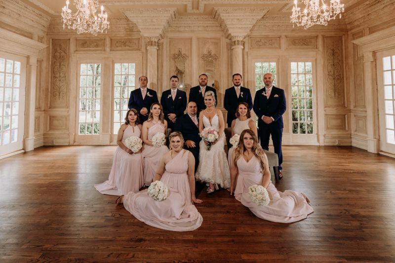 wedding party in a beautiful room