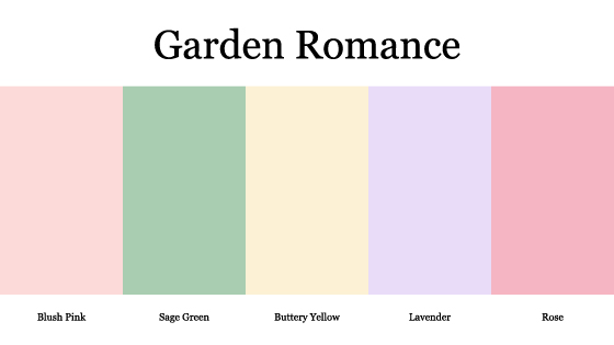 A color palette for Garden Romance.
